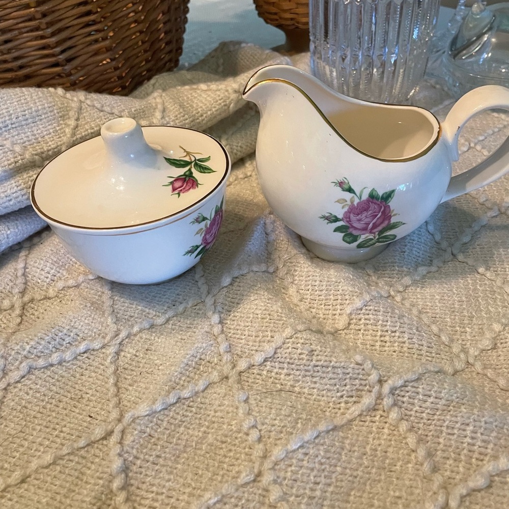 Laden City pottery imperial rose sugar and creamer